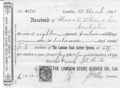 Receipt from Lamsons
