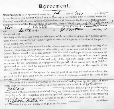 Agreement between Lamsons and W.Wilson & Son