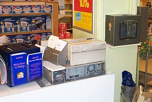 Station next to modern cash register